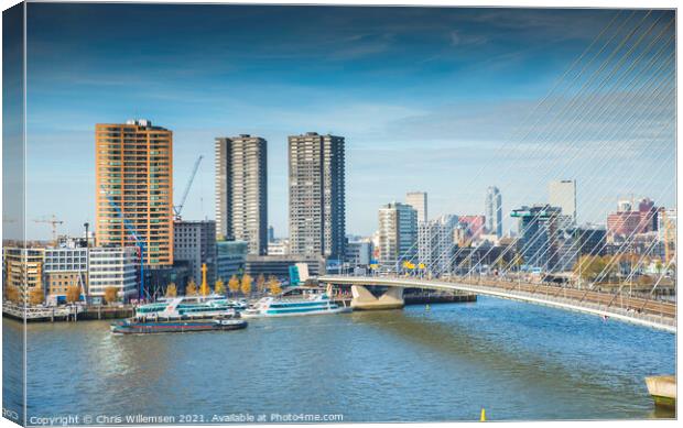 skyline from rotterdam with the river meuse Canvas Print by Chris Willemsen