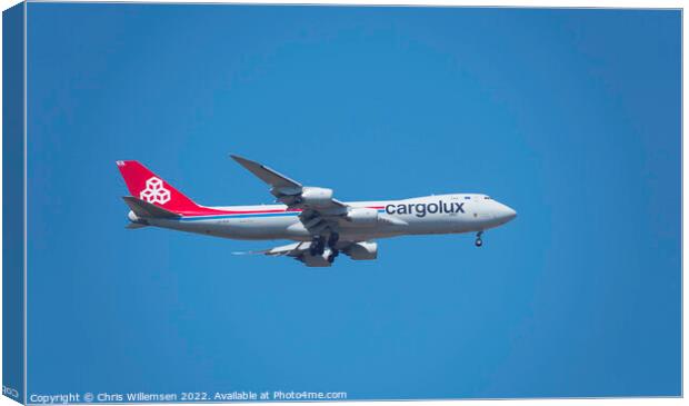 plane form luxair cargo in the blue sky on arrival Canvas Print by Chris Willemsen