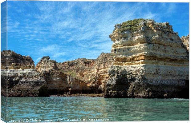 rocks and cliff like bridge in lagos porugal Canvas Print by Chris Willemsen