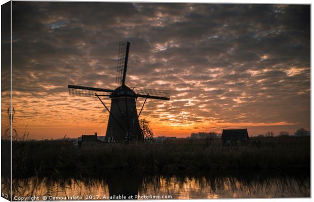 windmills in Kinderdijk Holland Canvas Print by Chris Willemsen