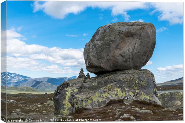 big rock in norway on the high roads near leira Canvas Print by Chris Willemsen