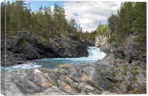 waterfall and rocks in norway Canvas Print by Chris Willemsen