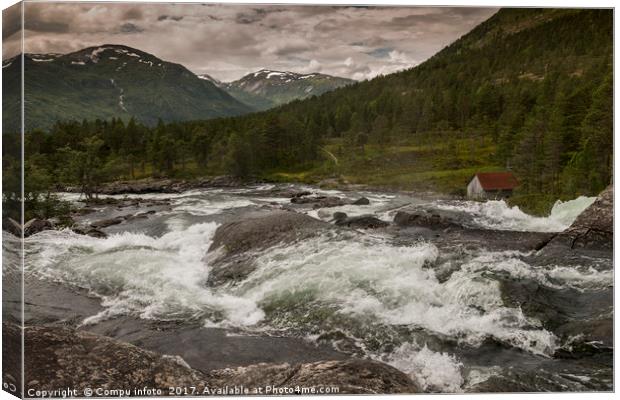 raw waterfall in norway near Balestrand Canvas Print by Chris Willemsen