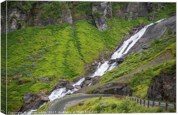 small waterfall in the area of the likholefossen w Canvas Print by Chris Willemsen