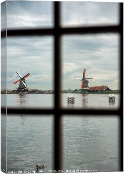 windmills seen from insite a mill Canvas Print by Chris Willemsen