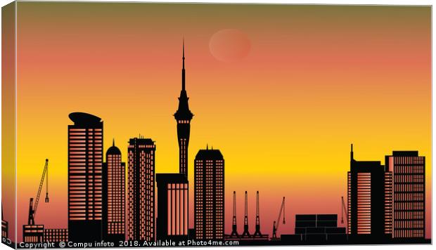 Auckland city skyline sunset Canvas Print by Chris Willemsen