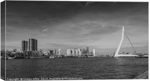skyline from rotterdam black and white Canvas Print by Chris Willemsen