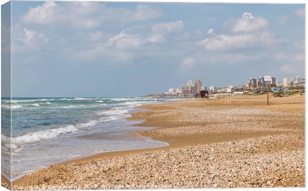 haif beach and the city Canvas Print by Chris Willemsen