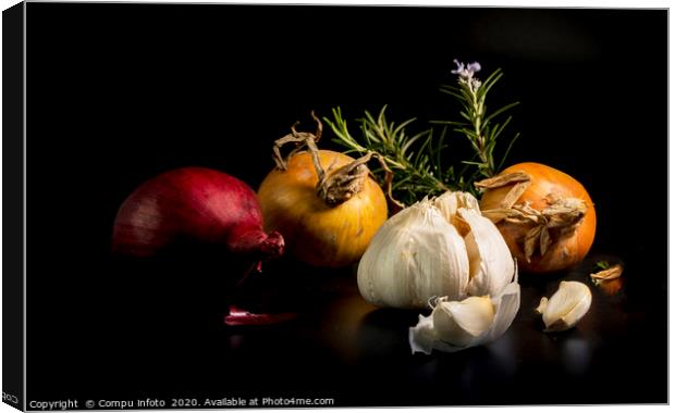 still life with onion and garlic Canvas Print by Chris Willemsen