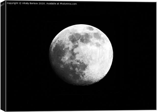 The surface of the moon with craters Canvas Print by Vitaliy Borisov