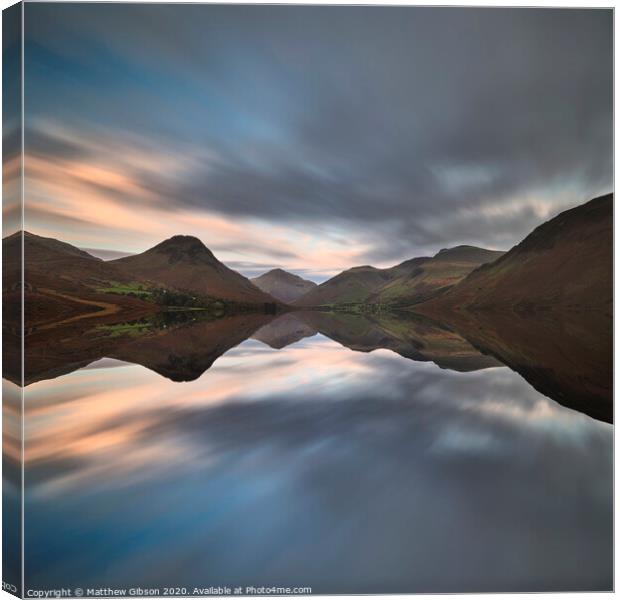 Beautiful sunset landscape image of Wast Water and mountains in Lkae District in Autumn in England Canvas Print by Matthew Gibson
