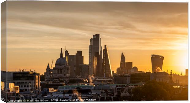 Stunning beautiful landscape cityscape skyline image of London in England during colorful Autumn sunrise Canvas Print by Matthew Gibson