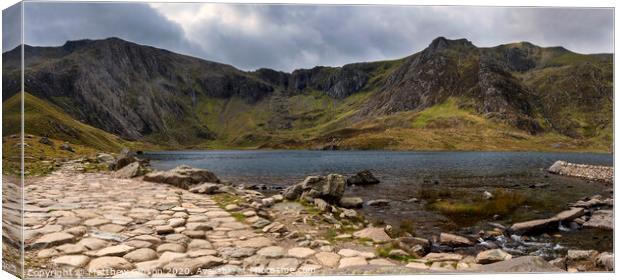 Snowdon Horseshoe mountain landscape with low level clouds and fog Canvas Print by Matthew Gibson