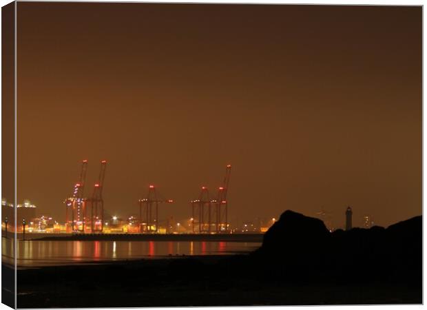 Evening  Mist over New Brighton  Seaside Lighthous Canvas Print by Alexander Pemberton