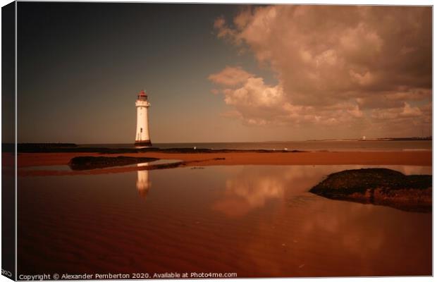 River Mersey Estuary  Landmark . New Brighton Lig Canvas Print by Alexander Pemberton