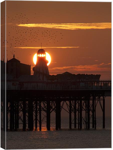 Sunset over Brighton Pier Canvas Print by TIM HUGHES