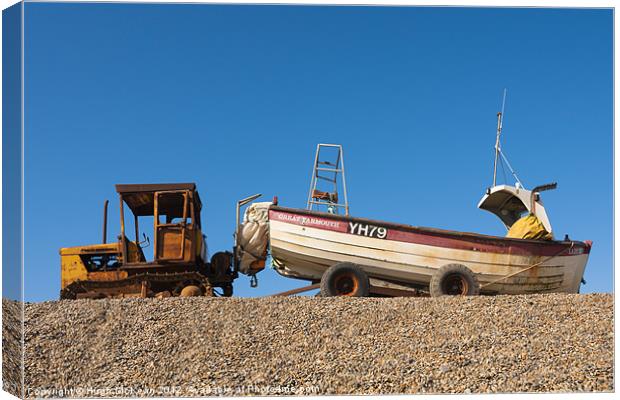 Fishing boat awaiting the tide Canvas Print by Hugh McKean