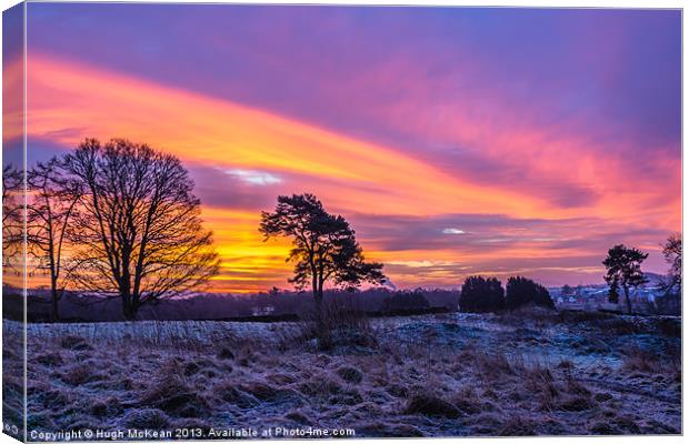 Sunrise, Winter, Snow, Dumfries Canvas Print by Hugh McKean