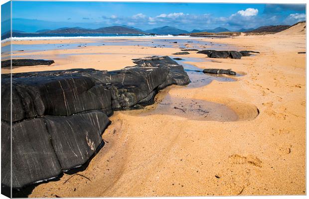 Landscape, Traigh Mhor beach, Finger of rock Canvas Print by Hugh McKean