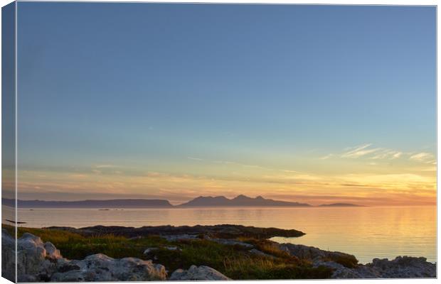 Sunset over the Islands of Eigg & Rum, Scotland Canvas Print by Hugh McKean