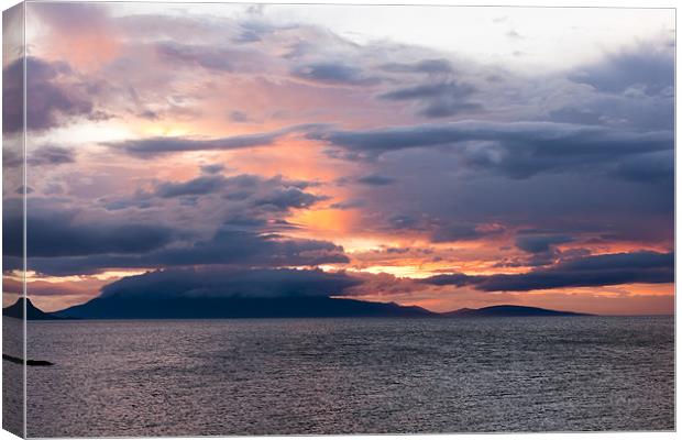 Sunset, Storm Clouds, Inner Hebrides, Isle of Rum Canvas Print by Hugh McKean