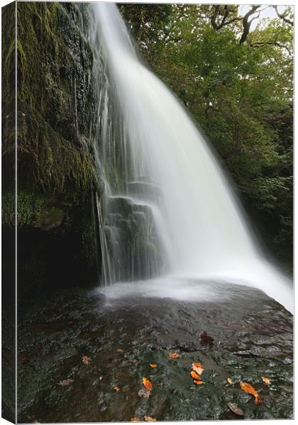 Sgwd Clun Gwyn - Waterfall of the White Meadow Canvas Print by David (Dai) Meacham