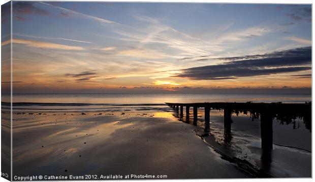 Golden Sunrise Casting a Spell on Shanklin Beach Canvas Print by Catherine Fowler