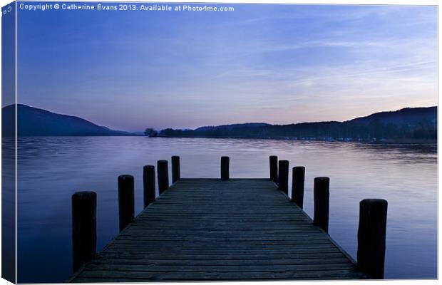 Coniston Jetty Sunset Canvas Print by Catherine Fowler