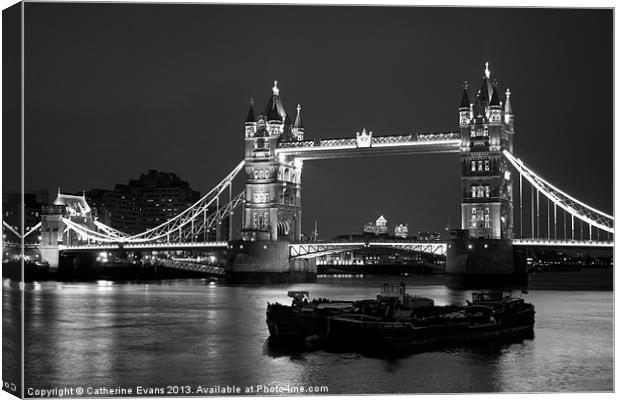 Tower Bridge black and white Canvas Print by Catherine Fowler