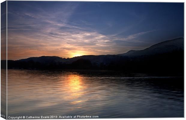 Sunset on Coniston Water Canvas Print by Catherine Fowler