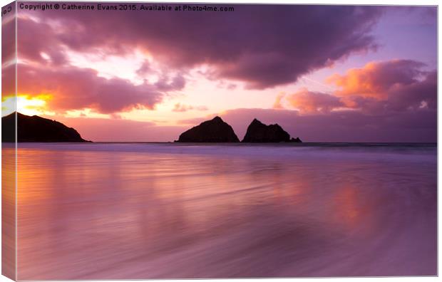  Holywell Bay Sunset Canvas Print by Catherine Fowler