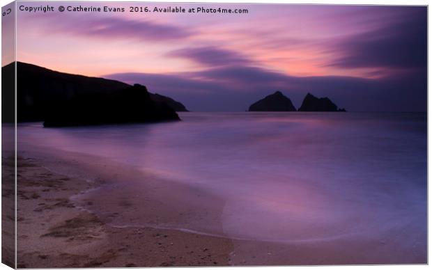 Sunset at Holywell Bay, Cornwall Canvas Print by Catherine Fowler