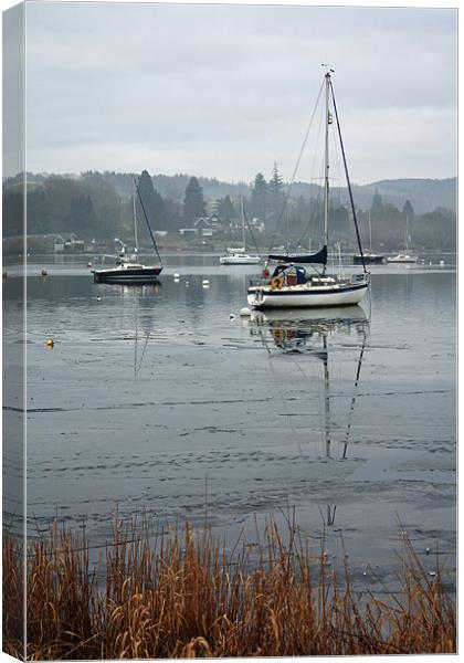 Frozen Windermere Canvas Print by Catherine Fowler