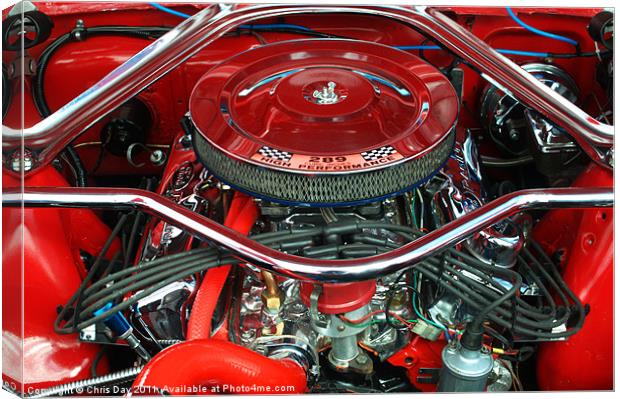 Ford Mustang Engine Bay Canvas Print by Chris Day