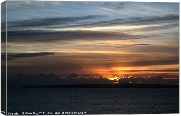 Sunset over Poole Bay Canvas Print by Chris Day