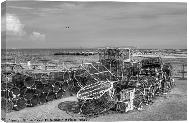 Fishing nets at Mudeford Quay Canvas Print by Chris Day