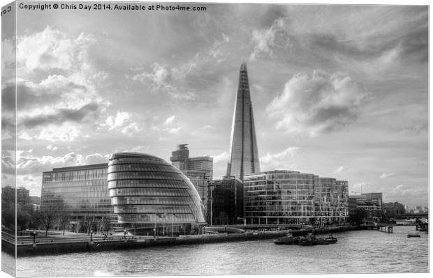 The Shard and London Skyline Canvas Print by Chris Day