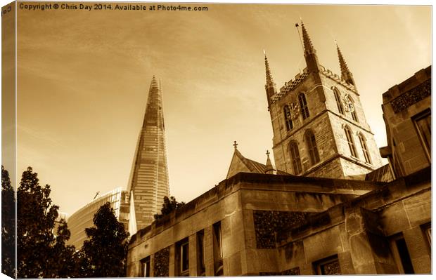 The Shard and Southwark Cathedral Canvas Print by Chris Day