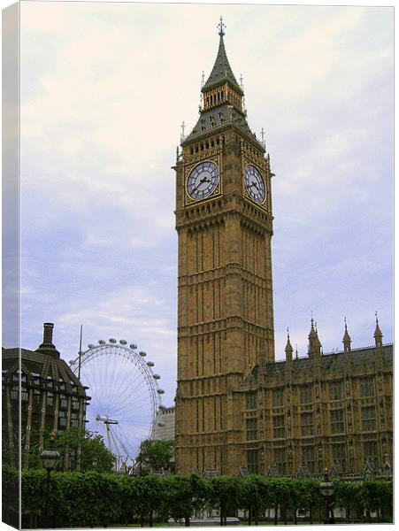 Big Ben and the London Eye Canvas Print by Chris Day