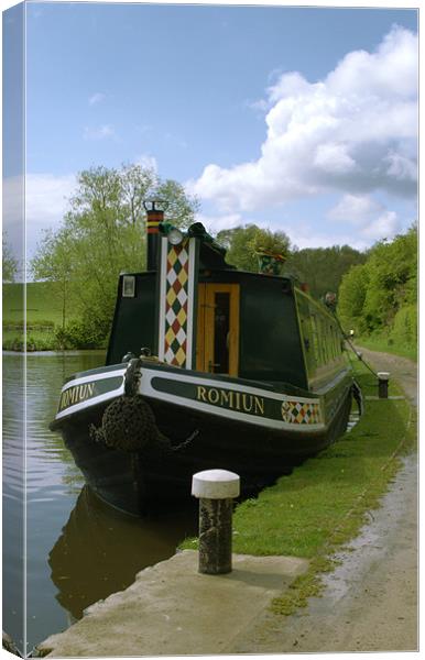 Moored narrowboat Canvas Print by Chris Day