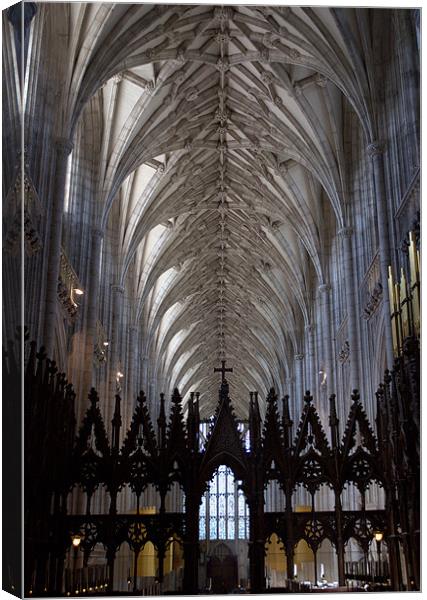 Winchester Cathedral Nave ceiling from the Quire. Canvas Print by Chris Day