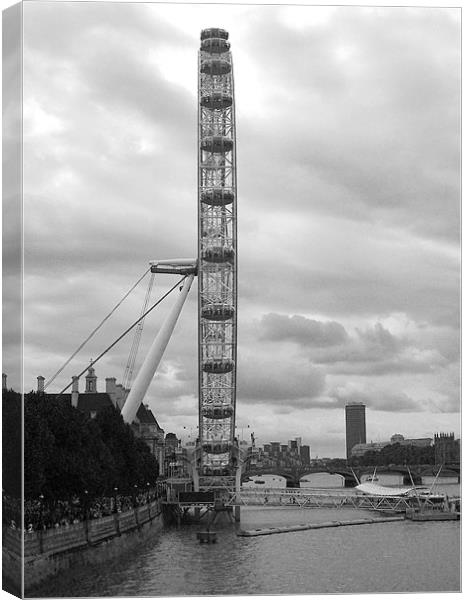 London Eye in Black and White Canvas Print by Chris Day