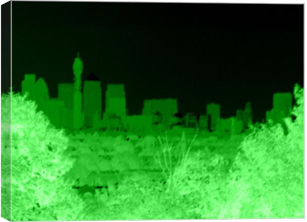 Negativecity Green - London Skyline Canvas Print by Chris Day