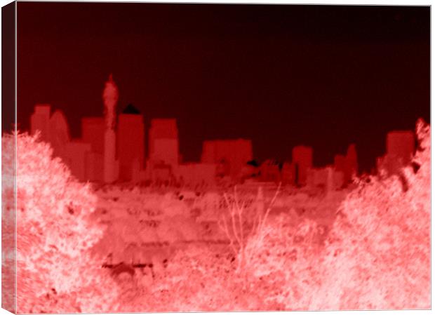 Negativecity Red - London Skyline Canvas Print by Chris Day