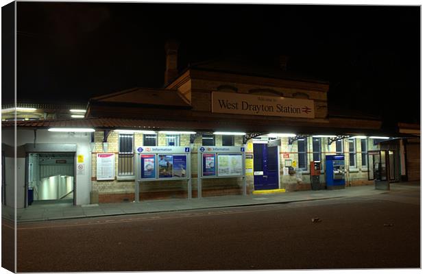 West Drayton Station at Night Canvas Print by Chris Day