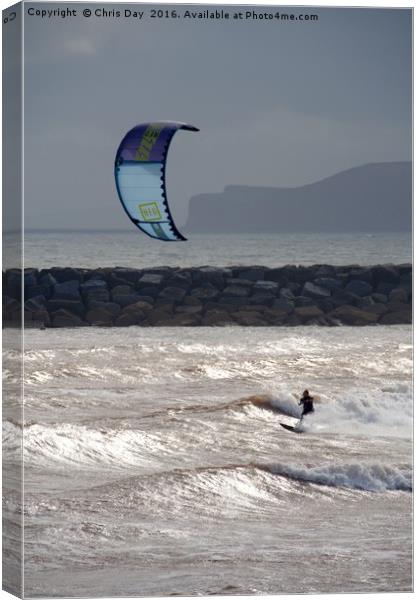 Kite Surfer Canvas Print by Chris Day