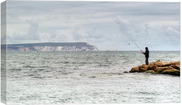 Lone Angler Canvas Print by Chris Day