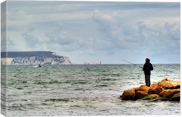 Lone Angler 2 Canvas Print by Chris Day