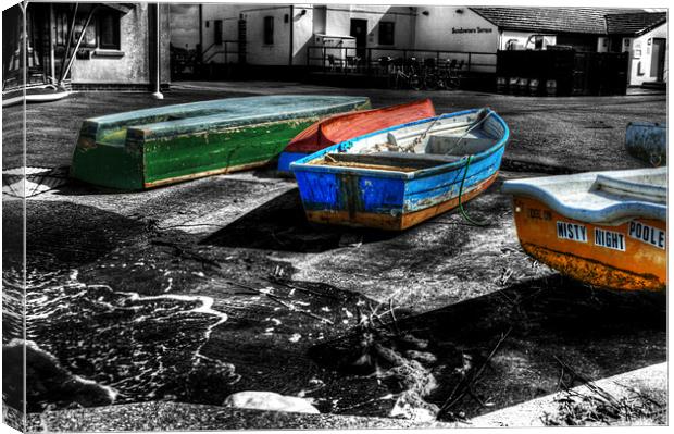 Row boats at Mudeford Canvas Print by Chris Day