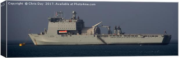RFA Cardigan Bay on Plymouth Sound Canvas Print by Chris Day